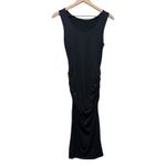 Athleta Black Pima Cotton Midi Soft Tank Dress XS Ruched Stretch Minimalist Photo 1