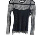 AQUA  Black Sheer Sleeve Bodysuit Photo 1