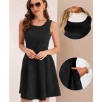 Allegra K NWT Women’s Black Faux Suede Sleeveless Pinafore Dress - Small Photo 1
