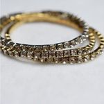Source Unknown Bedazzled 3 Stackable Gold/Silver Tone Metal Tennis Rhinestone Stretch Bracelet Photo 2
