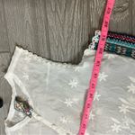 Johnny Was  Malin Tank In White sz L crochet side embroidered laces panel Photo 6