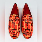 Gucci Jordaan Horsebit Logo Print Orange Fabric Flat Barbie Loafers Size EU 39.5 Photo 7