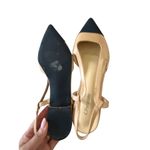 C PARAVALO Beige Black Captoe Slingback Flats Size 40 / US 10 Photo 4