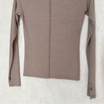 Joah Brown  Women’s Stitch Mock Neck Longsleeve Top Ribbed Thumbholes Brown M/L Photo 7