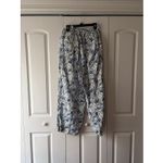 Isaac Mizrahi Pants 100% Linen Wide Leg Beach Printed Fish Blue White Size L Photo 4