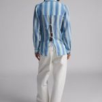 BDG Maddison Breezy Tie-Back Shirt NWT Size XS - Blue Multi Photo 4