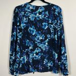 Ann Taylor  Black Floral Feminine Tie Waist Longsleeve Lightweight Shirt Medium Photo 1