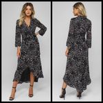 Ganni ππ Asymmetrical Floral Print Georgette Wrap Dress 100% Viscose ~ 34 EU Photo 7