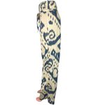 ZARA White Blue Aztec Print High Waist Wide Leg Belted Tie Waist Trouser Pants M Photo 1