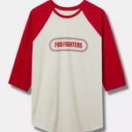Torrid 🆕 Plus 2x FOO FIGHTERS baseball shirt top red cream NWT NEW Photo 0