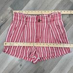 American Eagle Striped High Waist Paperbag Linen Blend Shorts Red White 4 Photo 13