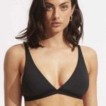 Seafolly NWT Active Longline Tri Bikini Top in Black Photo 0