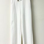 ZARA High Waisted Buttoned Straight Leg Crop Trouser Pants Ecru Women's Size S Photo 2