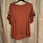 Daytrip BKE  Sequoia Brown Crochet Flutter Sleeve Top Large Photo 1