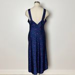 Vintage Miss Elaine Blue Floral Maxi Nightgown Large Satin Slip Dress Cottage Photo 7