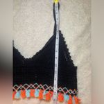 Women’s Adora Boho Crochet Crop Top With Tassels Black Festival Wear Size XS Photo 5