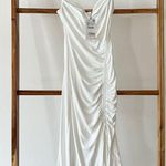 ZARA maxi white dress draped ruched wedding party coctail Photo 3