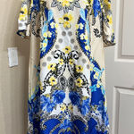 JM Collection  blue and yellow floral midi dress Photo 0