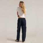 Free People  Tahiti Cargo Navy Military Cotton Drawstring Utility Pants Medium Photo 2