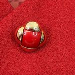 Lilli Ann Red Trench Coat Vintage Button Front Long Gold Buttons Photo 2