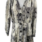 ZARA  Black White Snakeskin Button Down V-Neck Long Sleeve Mini Shirt Dress Sz S Photo 0