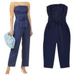 Outerknown Ronan Jumpsuit Strapless Belted Tencel Dark Navy Women’s Size 2 NEW Photo 1