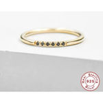 Boutique NEW Dainty 14k Gold Plated S925 Ring Black Melee Stackable Minimalist Band Sz 8 Photo 8