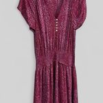 Rails Carla Magenta Cheetah print midi dress girly chic lined buttons Large Photo 0