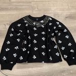 Forever 21 NWT  Black Faux Pearl Floral Pullover Size Large Photo 5
