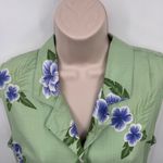 Vintage Hawaiian Maxi Dress Womens 12 Rayon Green Purple Hibiscus Print Beachy Photo 4