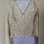 ASTR  The Label Yellow Blue Floral Smocked Lace Blouse size Medium $88 Photo 4