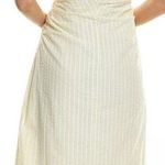 Ganni Seersucker Stripe Midi Dress Stripe Flan Size 14 Yellow Photo 1