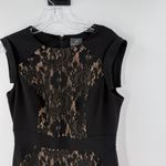 Adrianna Papell Black & Tan lace Sleeveless Formal Sheath Dress Women's Size 10 Photo 4