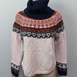 Madewell  Brookdale Fair Isle Turtleneck Sweater Navy Orange Fall Small Autumn Photo 1