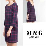 MNG Women’s Plaid Scoop Back Shift Dress Blue Photo 1