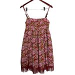 New Eddy GAVIN FRINGE MINI DRESS in RED/BLUSH FLORAL PRINT sz S Red Photo 2