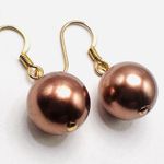 Handmade 12mm Chocolate South See Shell Pearls Earrings  Photo 0