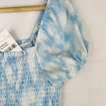 Lush Clothing LUSH Blue Swirl Short Sleeve Smocked Top Size L Photo 5