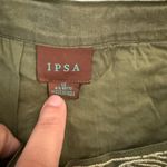 IPSA Anthropologie Olive Green embroidered lined Skirt Size 12 Photo 3