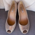 LK Bennett L.K. Bennett London Nude Peep Toe Espadrille Heels Size 26.5 Elegant Summer Wedges Photo 0