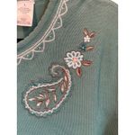 Alfred Dunner  Teal Paisley Embroidered Knit Top L Short Sleeve Photo 2