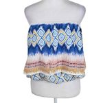 Raga Blue and Pink Boho Strapless Bubble Top NWT Size XS Boho Strapless Crop Top Photo 0