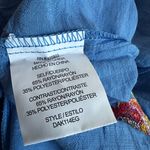 NEW Fig & Flower Blue Embroidered Floral Button Up Blouse Mandarin Large Cottage Photo 7