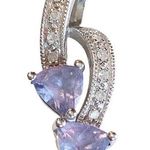 10K 10KT White Gold Trillion Cut Tanzanite Pendant Photo 0