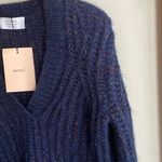 La Ligne Fuzzy Wuzzy V Neck Sweater Navy Blue Size XS Photo 7