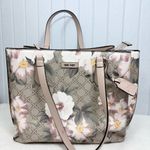 Nine West Beige Floral Tote with Pink and White Accents Photo 1