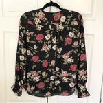Karl Lagerfeld Karl Lagerfield Black Multi Floral Printed Ruffle Front Blouse Size S Photo 8