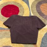 Babaton Aritzia  Sculpt Knit Brown Square Neck Short Sleeve Crop Top Size Small Photo 2