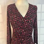 Talbots petite red black print long sleeve wrap top sheath dress size small peti Photo 1