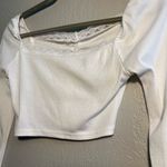 SheIn Cream Crop Top Blouse Long Sleeves SZ 10 Summer Casual Tee T Shirt Lace Photo 4